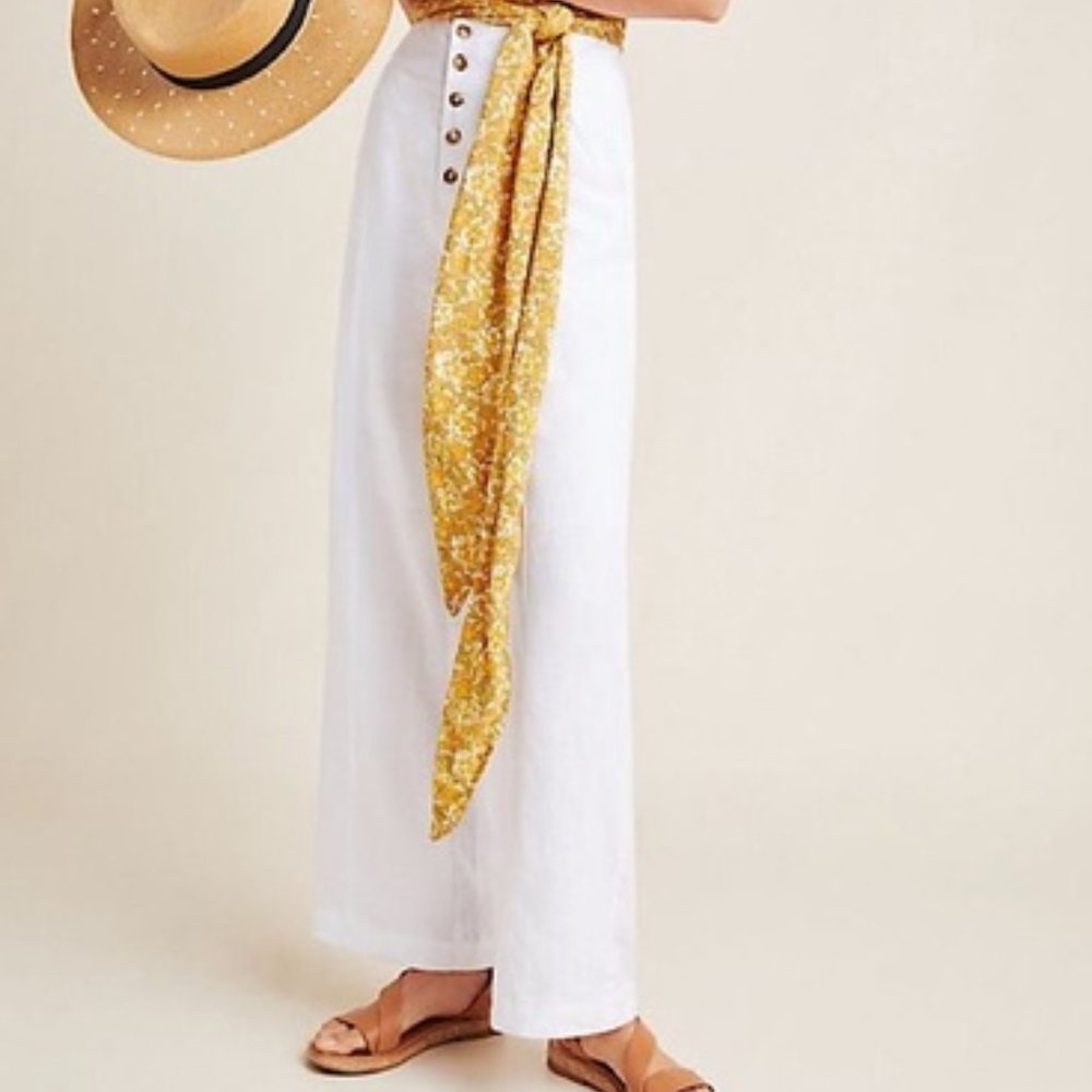 Wide Leg White Linen Pant SZ 8